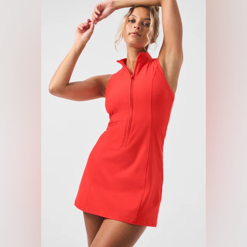 Alo yoga carefree 1/2 zip dress athletic red hot size medium M